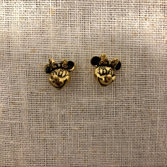 VINTAGE 3D GOLD TONE MINNIE MOUSE STUD EARRINGS - Picture 2 of 4